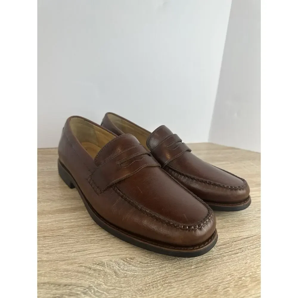 Johnston & Murphy Mens 9M Brown Leather Penny Loafers Slip On Dress Shoes